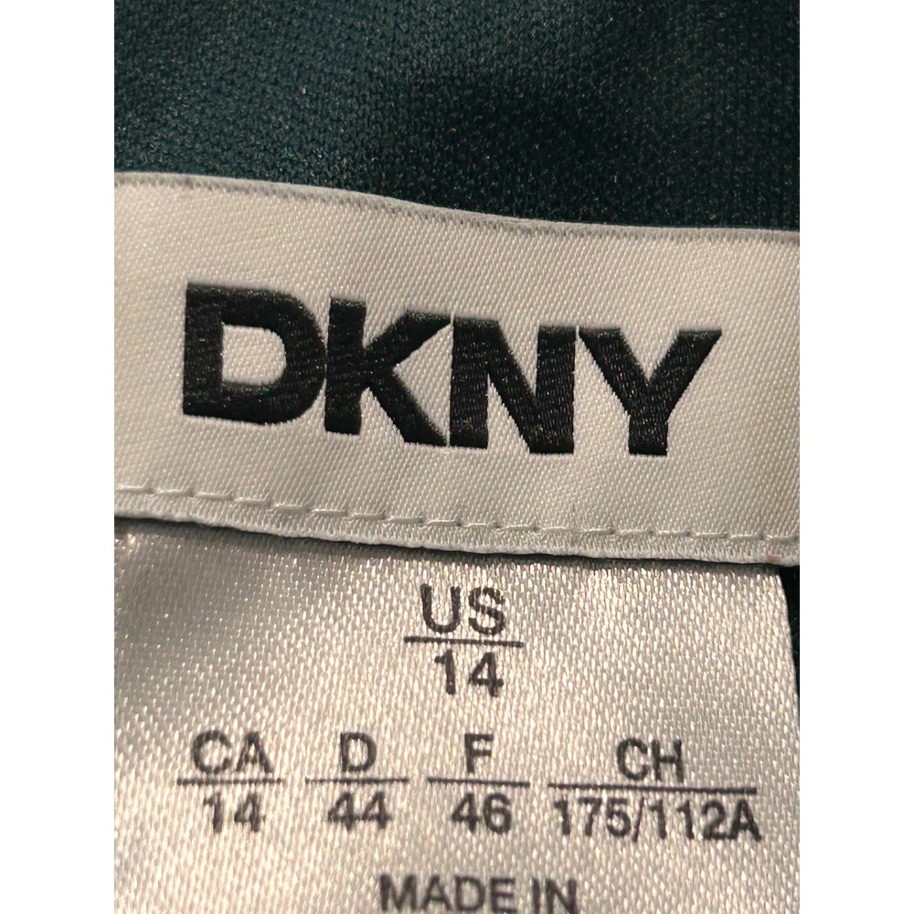 DKNY Womens Pleated Flutter Sleeve Belted Midi Dress Dark Green Size 14 - Picture 8 of 11